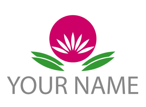 ko, Zweifarbig, Zeichen, Zeichnung, Kreis mit Blume und Bltter Logo