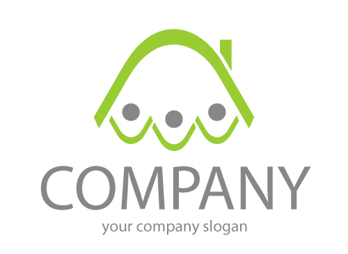 kologisch, Drei Personen, Menschen und Haus, Team, Familie, Logo