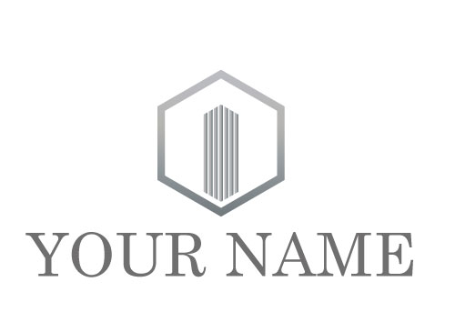 Skyline, Hochhaus und Sechseck Logo