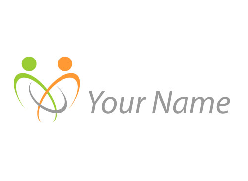 Zwei Personen, Menschen zusammen und Kreis Logo