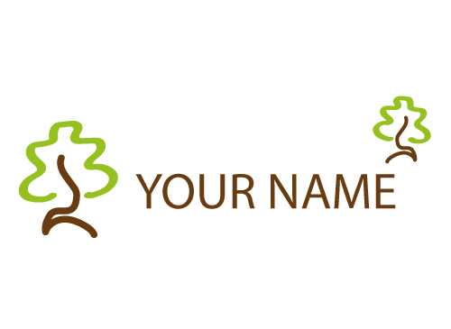 , Zwei Bume, Pflanzen gezeichnet Logo