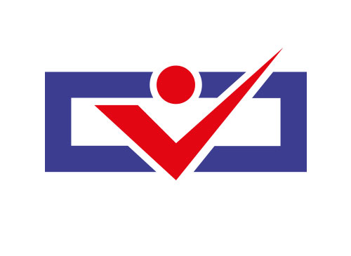 Mensch, Checkmark, abstrakt, eckig, Logo