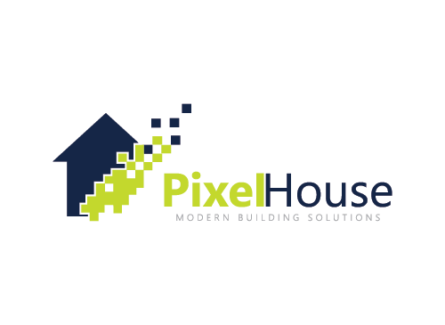 Pixel Logo, Haus Logo, Immobilien Logo, Bau Logo