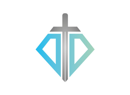 Zeichen, zweifarbig, Schwert, Diamant, Rechtsanwalt Logo