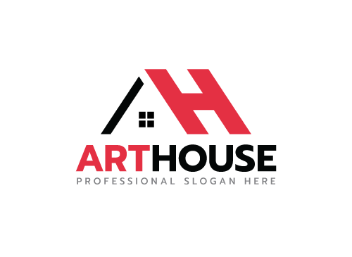 , zweifarbig, A und H Haus Logo, Dach, Heim, Dachdecker, Haus, Handwerk, Bau, Logo