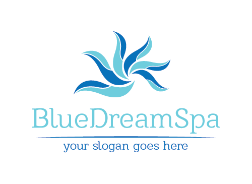 Logo, Wellness, Salon, Spa, Massage, Kosmetik, Pflege, Wasser, Blau