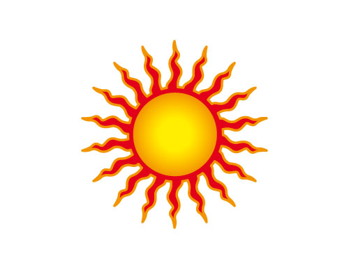 Logo, Markenzeichen, Sonne, brennende Sonne, Sonnenstrahlen, Umwelt, Energie, Urlaub