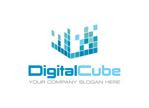 digital, Wrfel Logo, blau