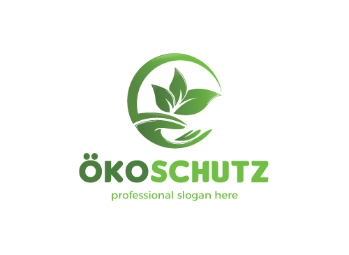 ko-Schutz, Hand, Bltter, Kreis Logo 