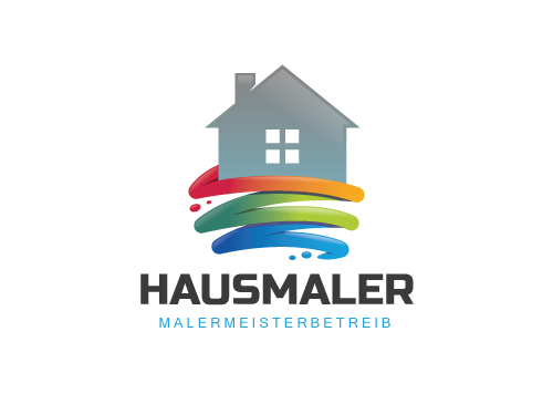 , Zeichen, Signet, Logo, Maler, Farbrolle, Haus, bunt, Logo