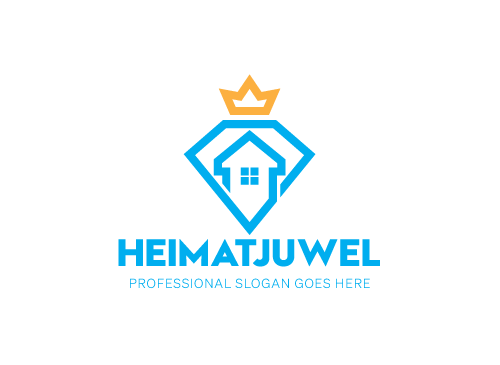 ko, Zeichen, Zuhause, Haus, Heim, Edelstein, Diamant, Krone, Juwel, Immobilien Logo