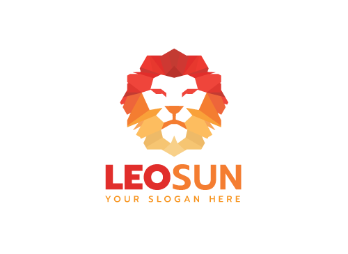 , Zeichen, Lion, Lwe, Knig, Polygon, Sonne, bunt, Media, Marketing Logo