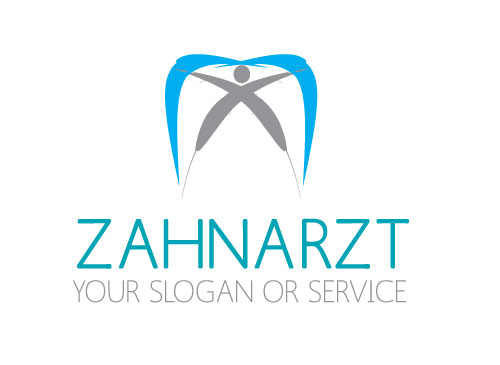 Zahn mit einer Person - Zahnarzt Logo