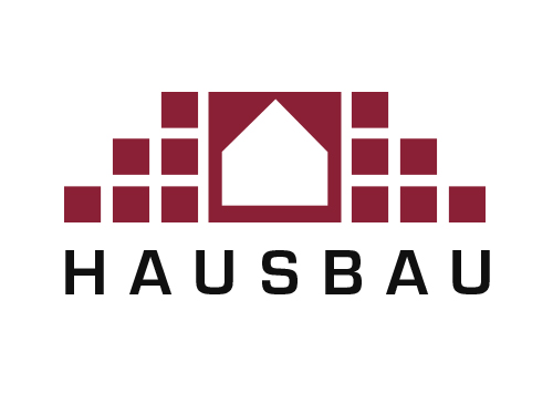 Zeichen, Zeichnung, zweifarbig, Signet, Symbol, Logo, Bau, Haus, Immobilie, Grundbesitz, Handwerk, Klinker