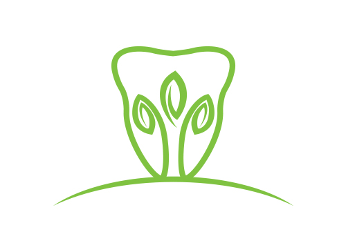 , Zhne, Zahnrzte, Zahnarztpraxis, Logo Zahn und Pflanze / Blte