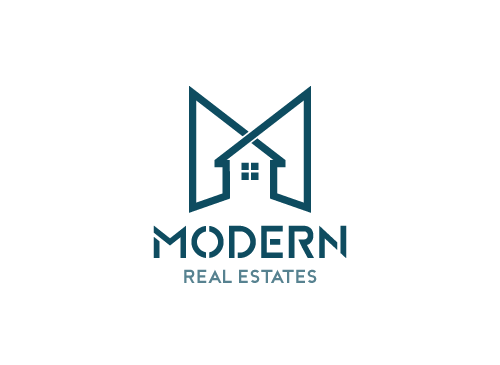 , ko, Zeichen, Zeichnung, Symbol, Modernes Haus in blau Logo, Buchstabe M