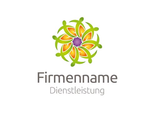 Logo mit Menschengruppe und Blüte