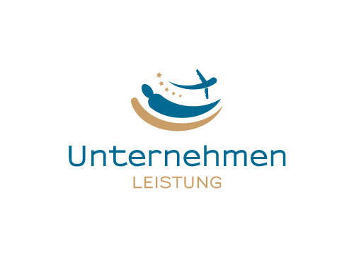 Logo mit Flugzeug, Mensch und Sternen