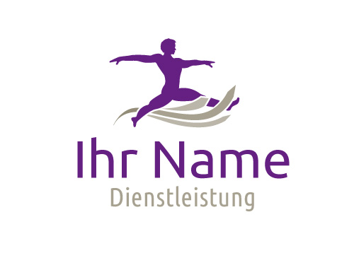 Logo mit springendem Mensch und Schwngen
