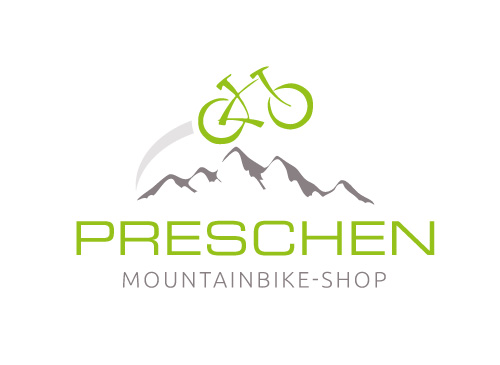 Logo mit Fahrrad, Bike und Bergen / Mountains