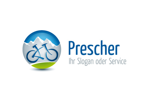 Logo mit Fahrrad, Bike und Bergen / Mountains