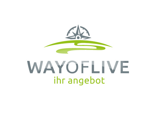 Logo mit Kompass, Horizont, Weg fr Live-Coach