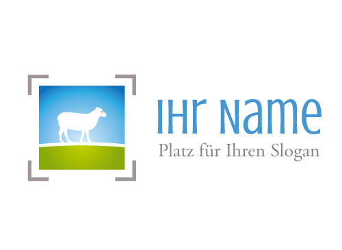 Logo mit Schaf auf einer Wiese