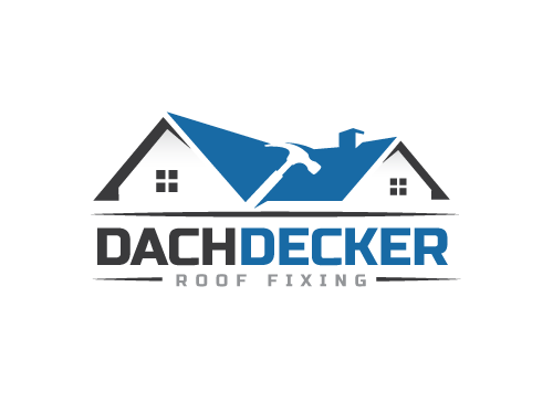 , Zeichen, zweifarbig, Zeichnung, Dach, Dachdecker, Hammer, Mallet, Haus. Logo