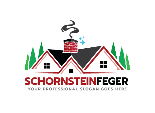 , Zeichen, Schornstein, Schornsteinfeger, Dach, Haus, Rauch Logo