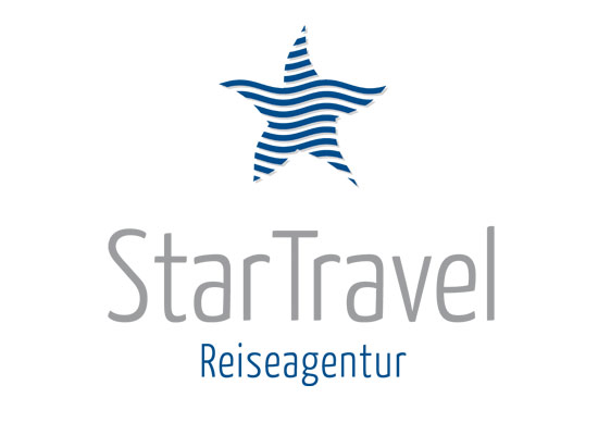 Logo mit Stern in Wellenform für Reisebüro