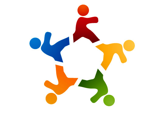 Bunte Kinder Laufen im Kreis - Logo fr Kindergarten