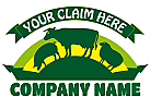 Bauernhoftiere in Landschaft Logo