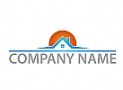 kologisch, Zweifarbig, Zeichen, Zeichnung, Symbol, Sonne, Haus, Immobilien, Logo