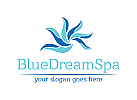 Logo, Wellness, Salon, Spa, Massage, Kosmetik, Pflege, Wasser, Blau