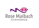 Logo mit stilisiertem M und Seerose fr Wellness, Kosmetik, etc.