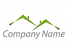 kologisch, Zwei Huser, Dcher, grn, Dachdecker, Immobilien, Logo