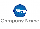 kologisch, Zwei Huser, Kreis, Immobilien, Dcher, Dachdecker, Logo