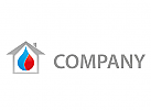 Symbol, Tropfen, Haus, Feuer und Wasser, Klempner Logo