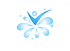 Zeichen, Signet, Logo, Mensch, Bad, Sanitr, Klempner, Splash, Checkmark