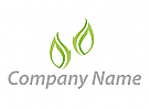 Zwei Bltter, Pflanze in grn, Wellness, Massage, Logo