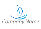 Segelschiff, Boot in blau Logo
