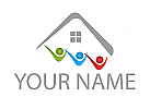 Team, Drei Personen, Haus, Menschen, Immobilien, Logo