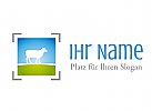 Logo mit Schaf auf einer Wiese