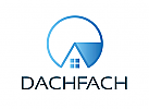 , Zeichen, Zeichnung, zweifarbig, Signet, Symbol, Logo, Dachdecker, Haus, Immobilie, Bau