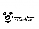 Logo Tierarzt, Katze, lachender Mund, Tiergesicht