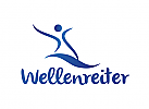 Zeichen, Symbol, Signet, Logo, Welle, Mensch, Wellenreiter, Surfing, Kite, SUP, Sport