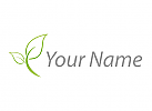 Zwei Bltter, Pflanze in grn, Massage, Wellness, Logo