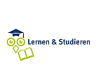 Logo, Markenzeichen, Eule, Doktorhut, Buch, Schule, Studium, lernen