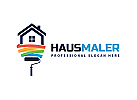 , Zeichen, Signet, Logo, Maler, Farbrolle, Haus, bunt, Logo