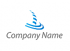 , Zeichen, Zeichnung, Wellen, Segelschiff, Boot und Wellen in blau, Logo